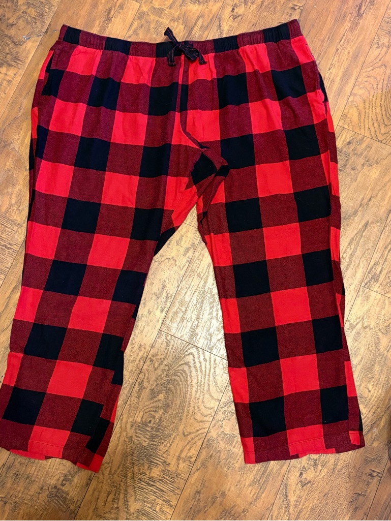 Old Navy Men’s Red & Black Plaid Bottoms - Cozy Lounge Pants Drawstring 3xlg